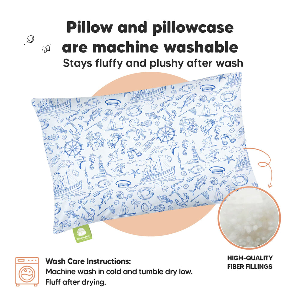 KeaBabies toddler pillow close-up shows organic cotton fabric softness.