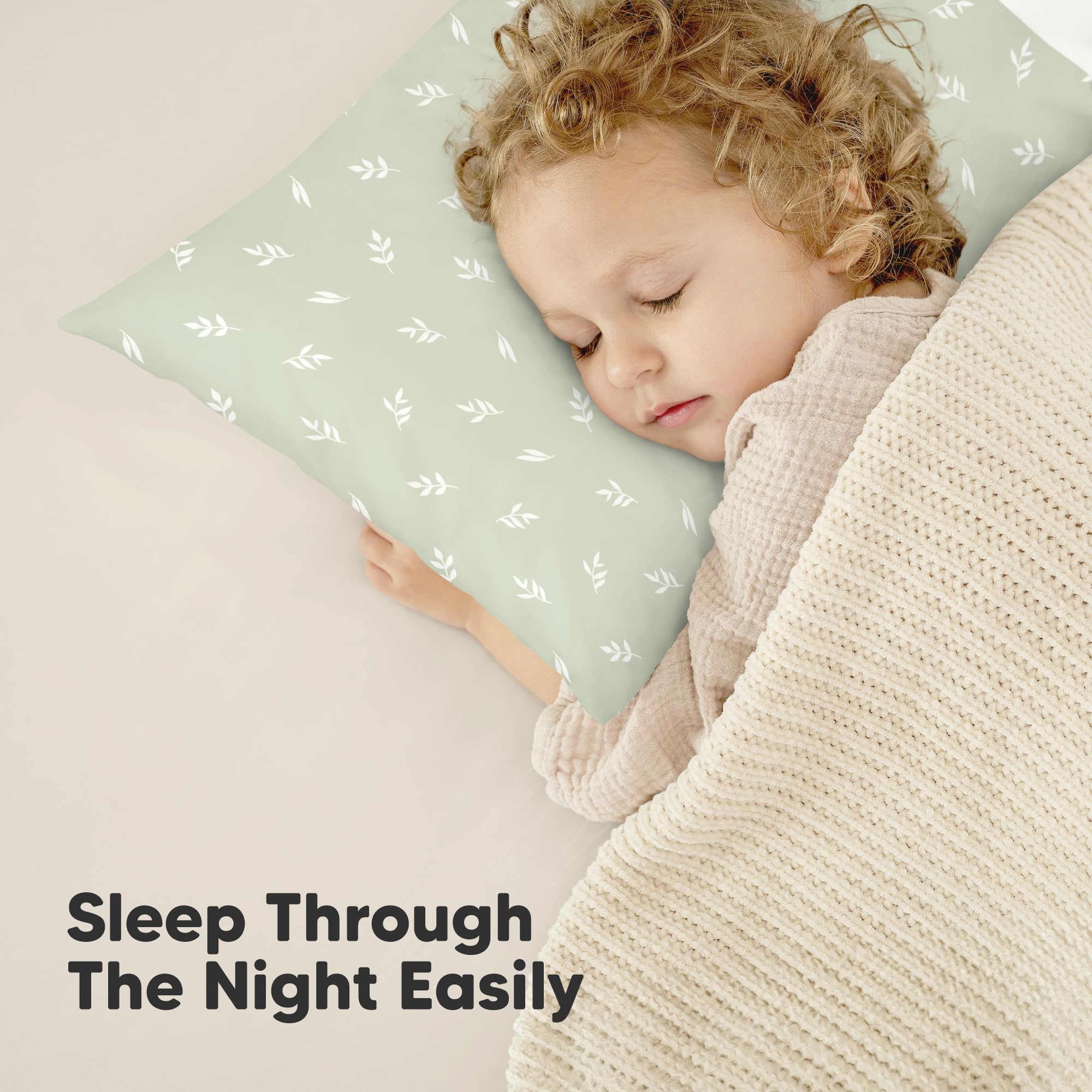 KeaBabies herb color pillow demonstrates cozy look for toddlers' sleep spaces.