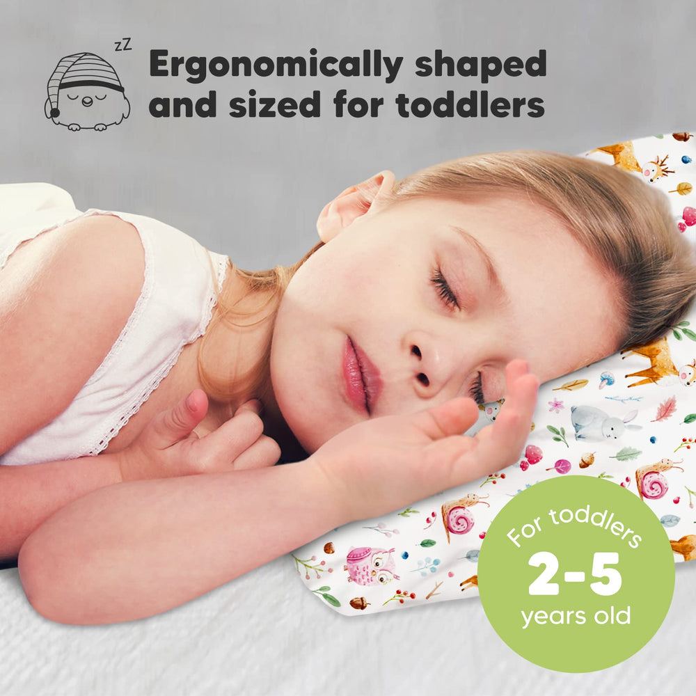 KeaBabies Forestland pillowcase close-up highlights organic cotton cover and breathable texture.