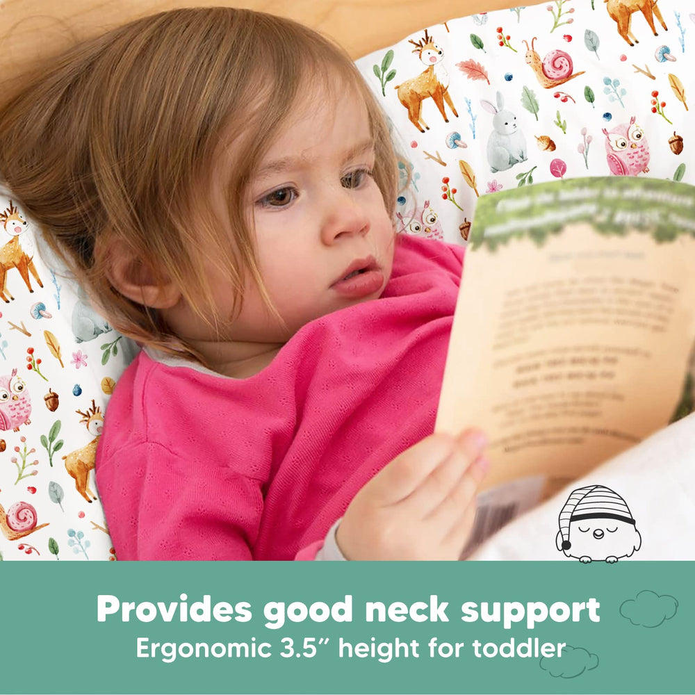 KeaBabies Forestland travel-ready setup demonstrates compact pillow ideal for trips.