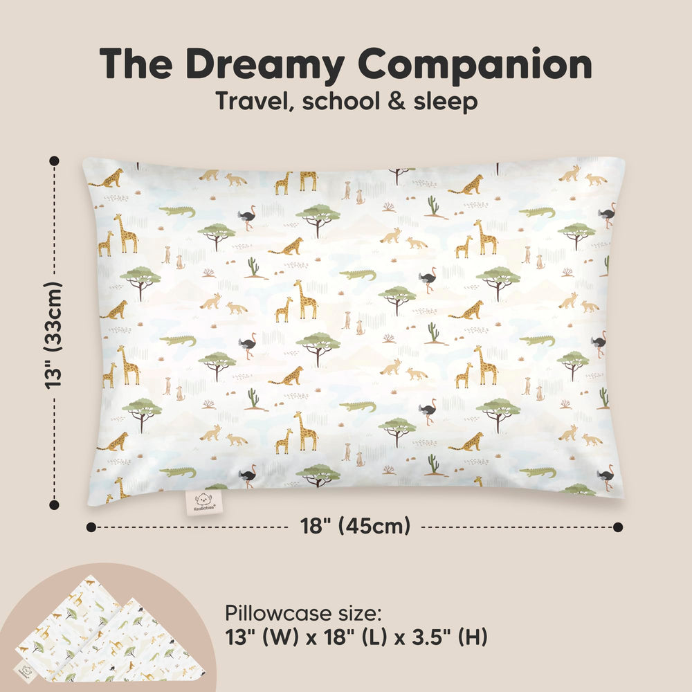 KeaBabies My Little Dreamy grasslands pillow packaged for travel and easy washing