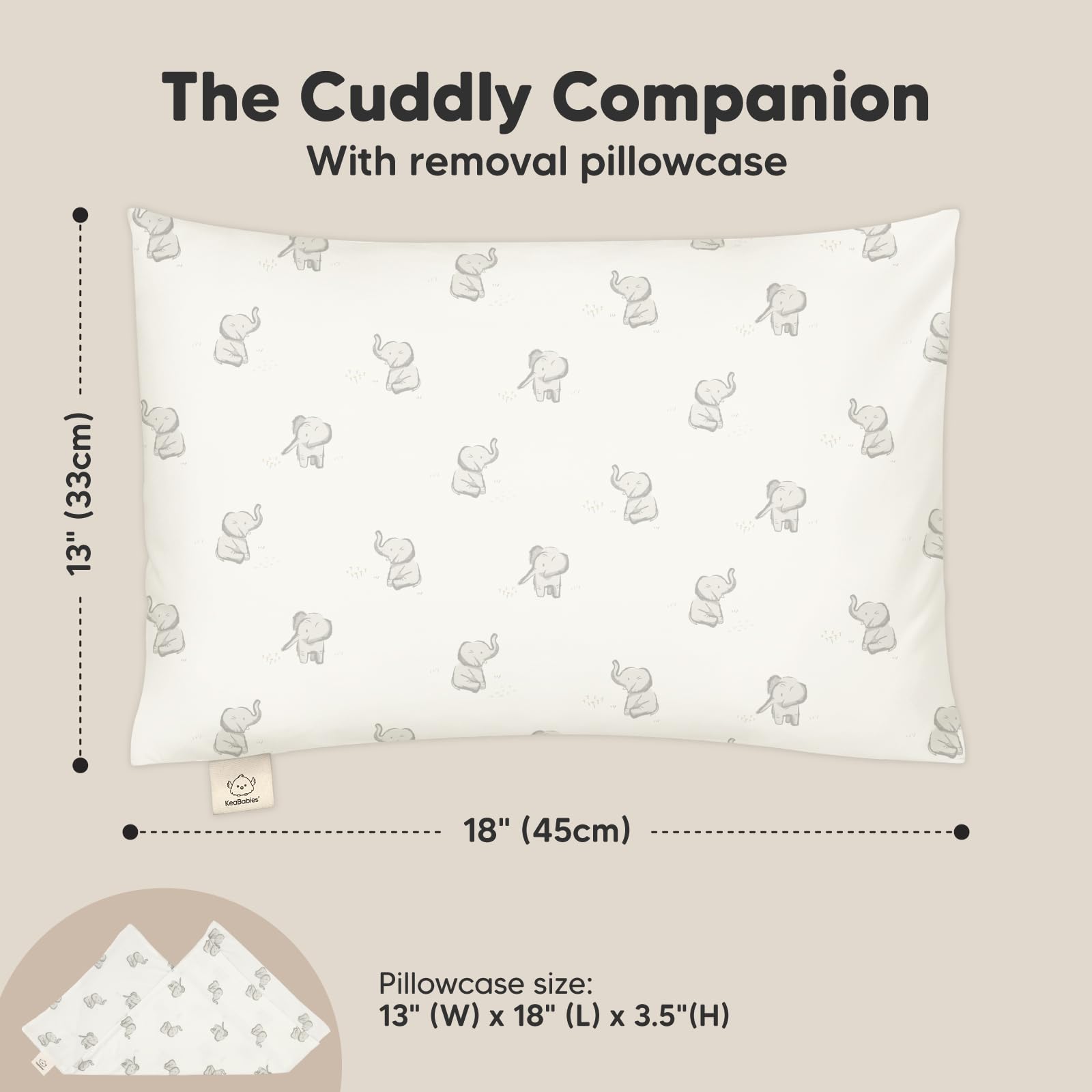 KeaBabies toddler-pillow-machine-washable close-up demonstrates simple cleanup after busy days.