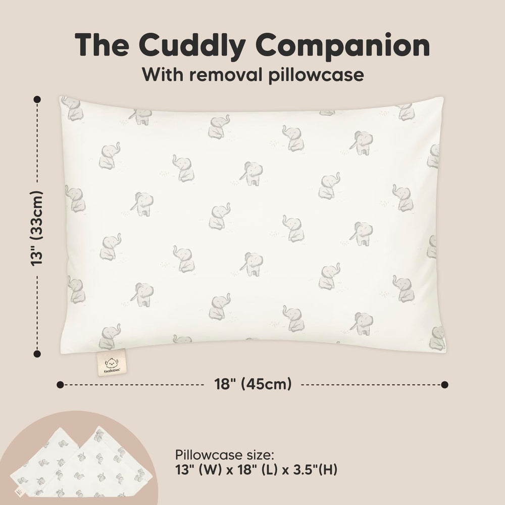 KeaBabies toddler-pillow-machine-washable close-up demonstrates simple cleanup after busy days.