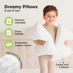 KeaBabies machine-washable pillow demonstrates easy cleaning for busy families.