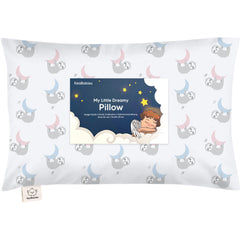 KeaBabies Moon Sloth toddler pillow assembled shows ergonomic support for safe sleep.