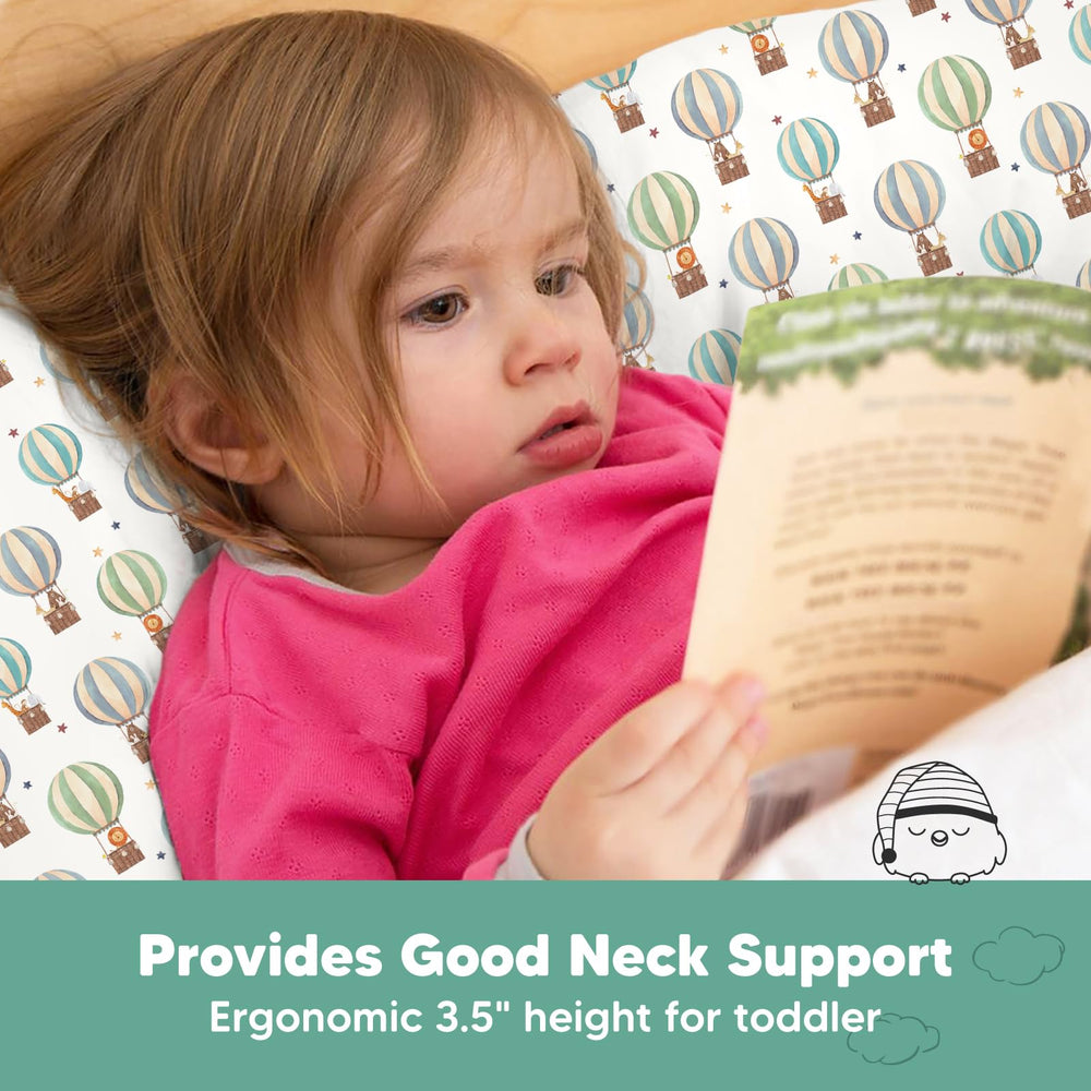 KeaBabies toddler pillow on a child's bed showcases bedtime comfort setup.