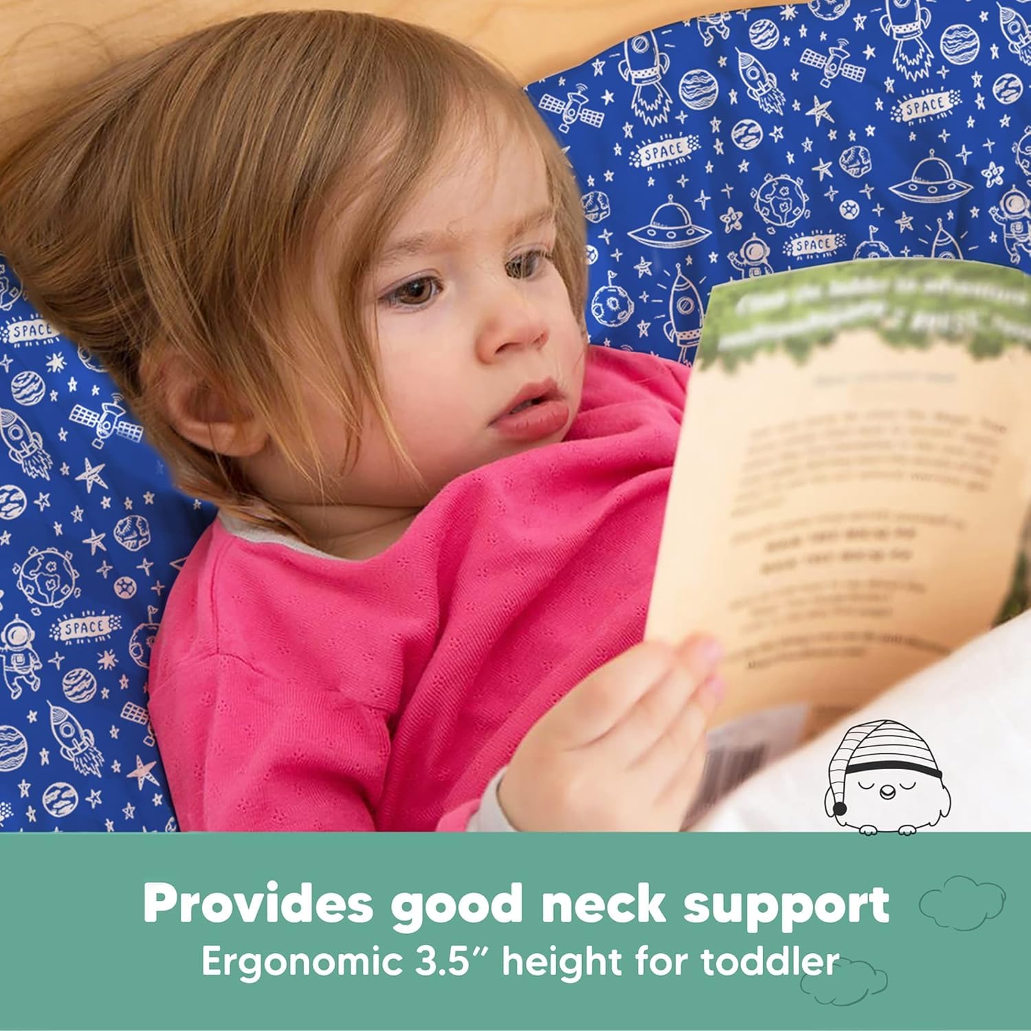 KeaBabies pillow height designed for toddler head alignment