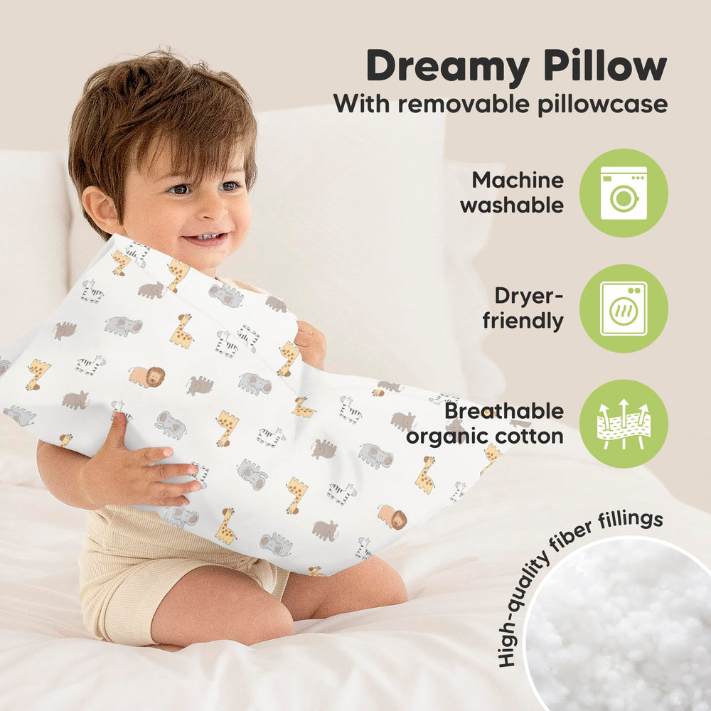 KeaBabies Safari Echo pillowcase closeup displaying organic cotton texture