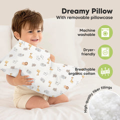 KeaBabies Safari Echo pillowcase closeup displaying organic cotton texture