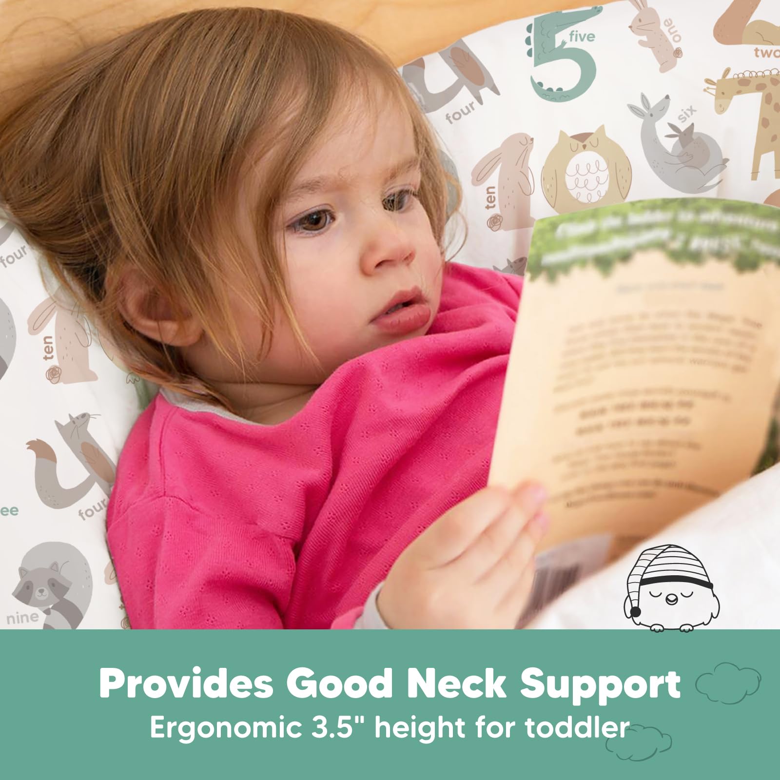 KeaBabies travel-ready pillow size fits toddlers on trips and naps.