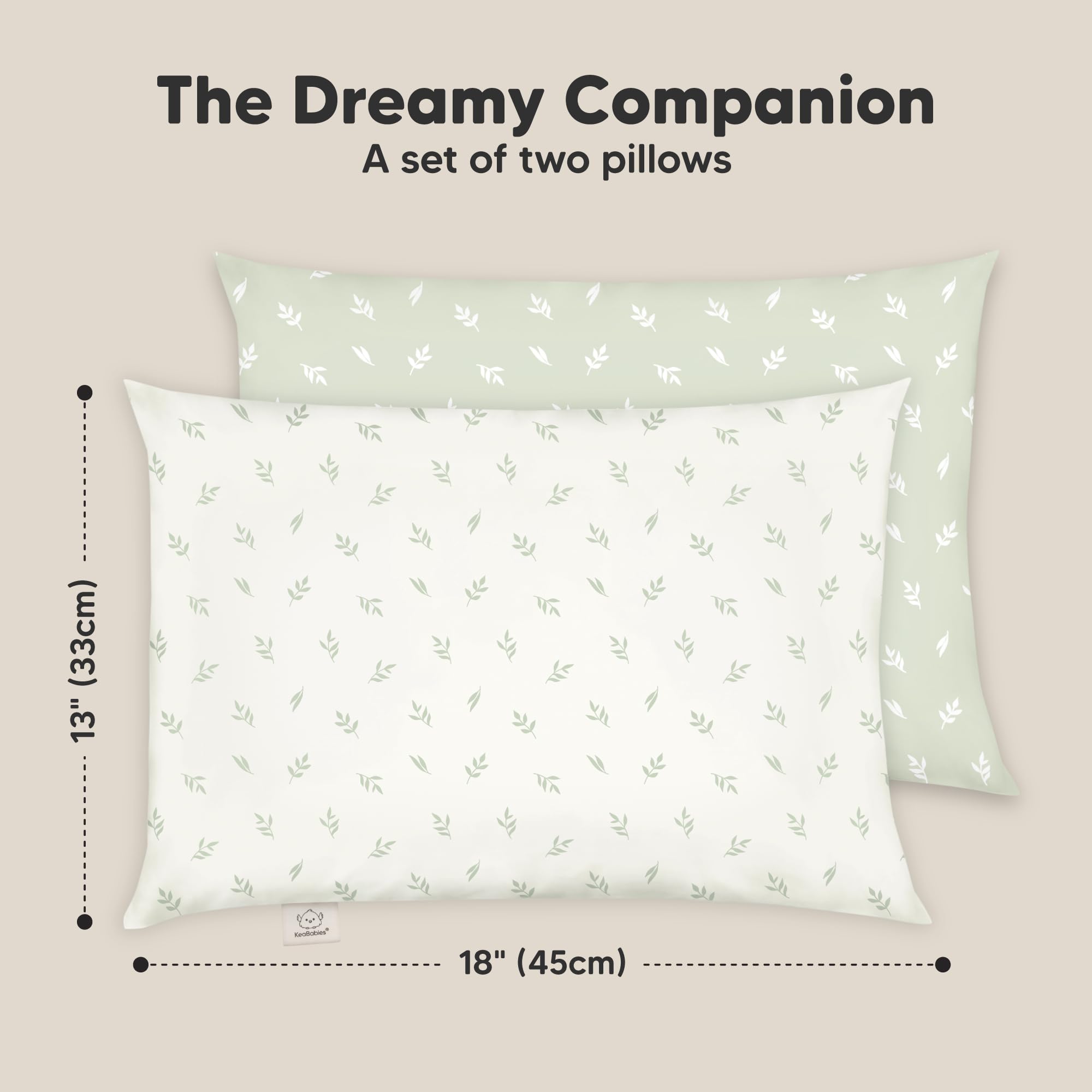 KeaBabies toddler pillow travel-use image shows compact size for car trips.