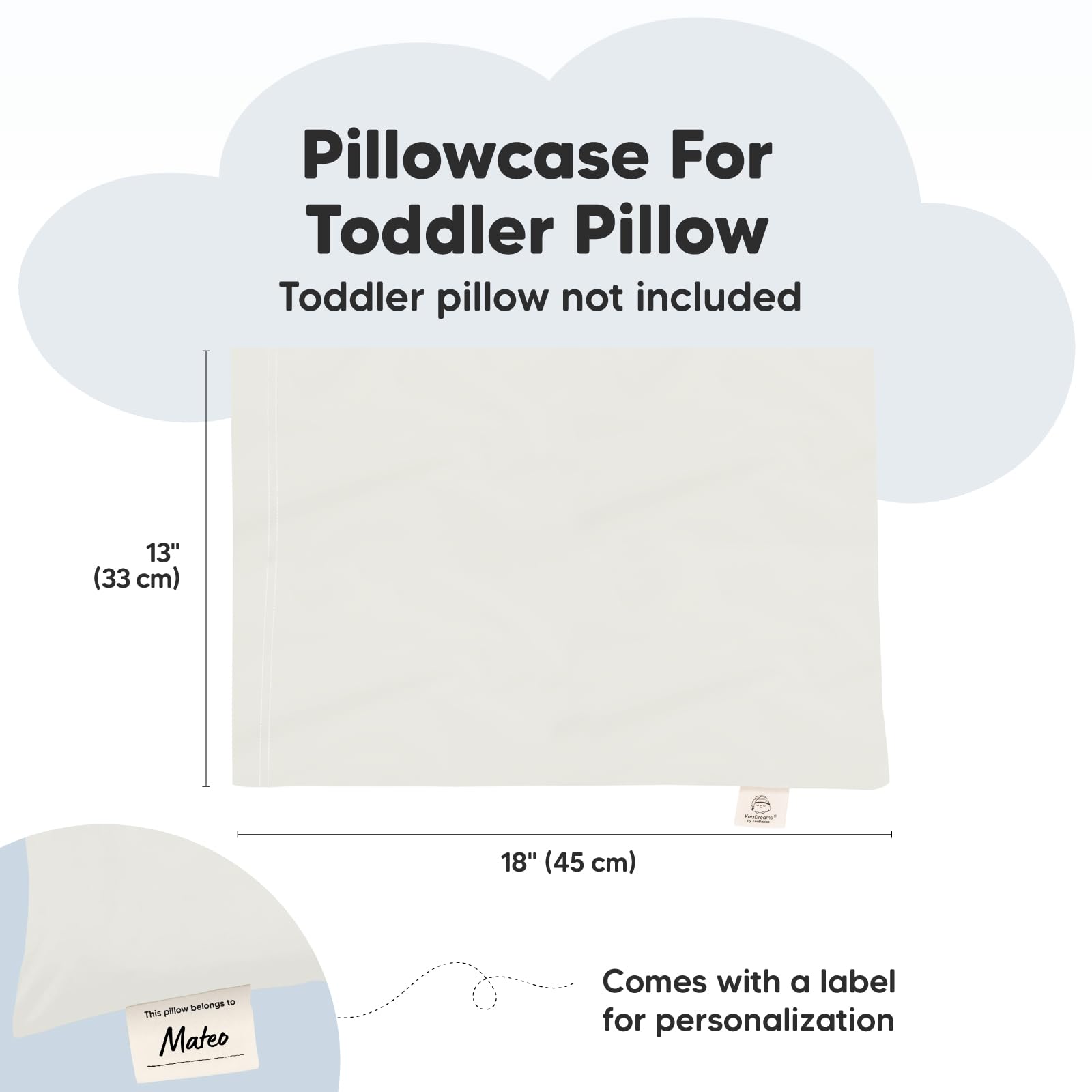 KeaBabies Toddler Pillowcase fits standard 13x18 pillows for easy setup