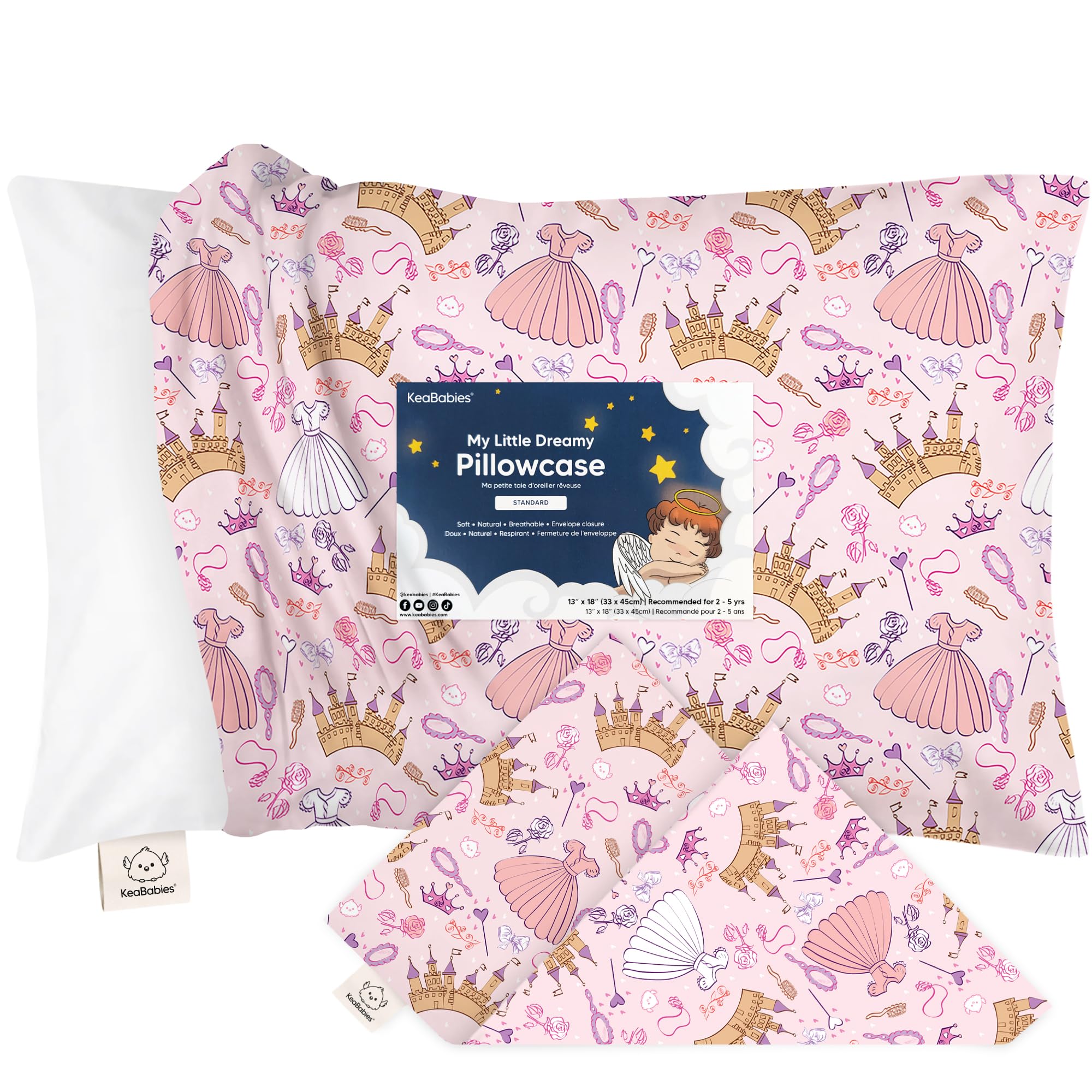 KeaBabies toddler pillowcase 13x18 in soft-breathable cotton for sensitive skin