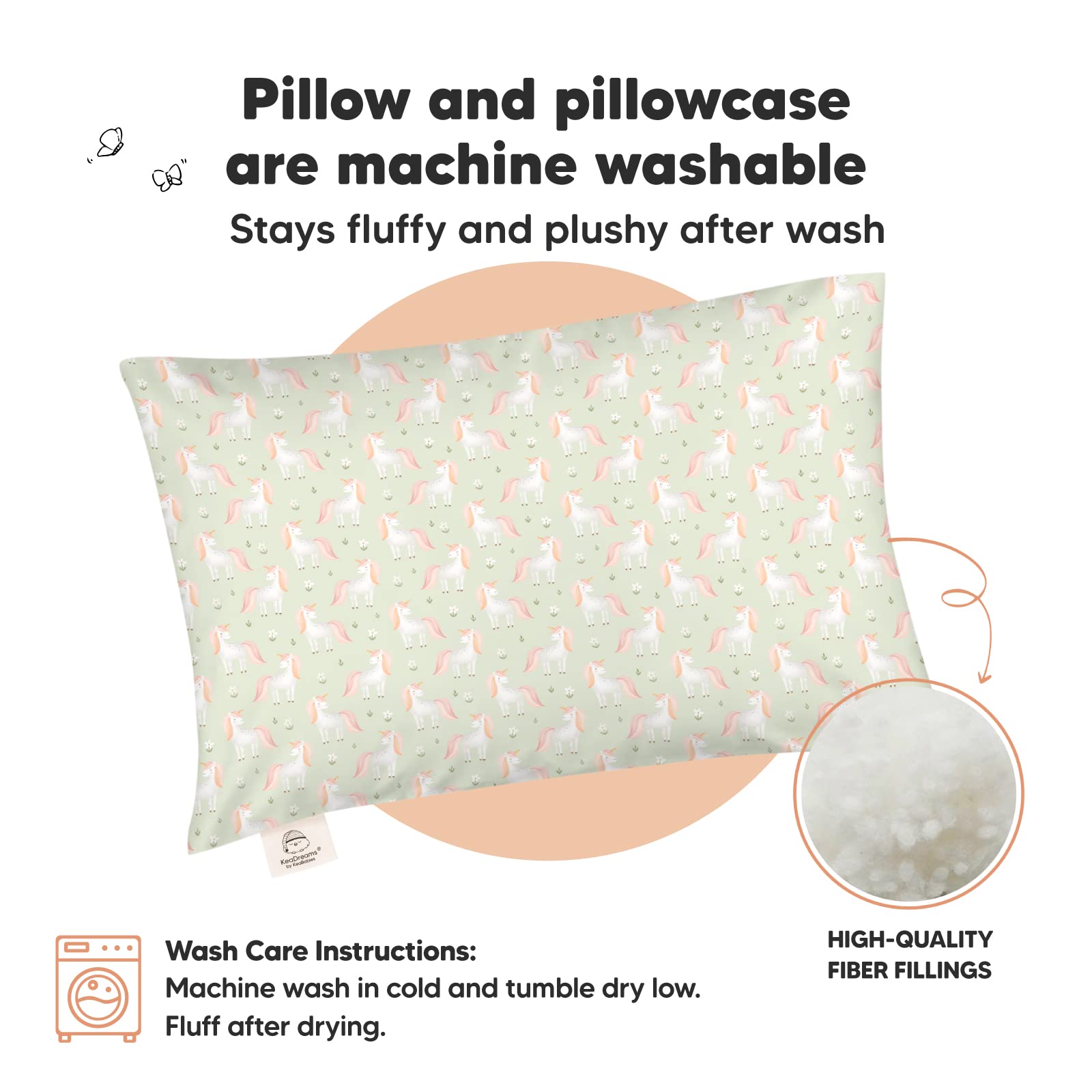 KeaBabies pillowcase close-up—durable and machine-washable