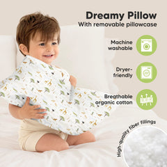 KeaBabies My Little Dreamy grasslands pillowcase close-up highlights organic cotton softness