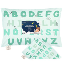 KeaBabies Toddler Pillowcase mint 13x18 closeup showcases soft organic cotton texture for daily comfort