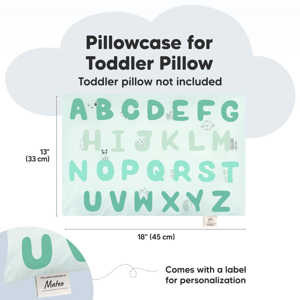 KeaBabies toddler pillowcase mint pattern for kids room highlights playful design and imagination
