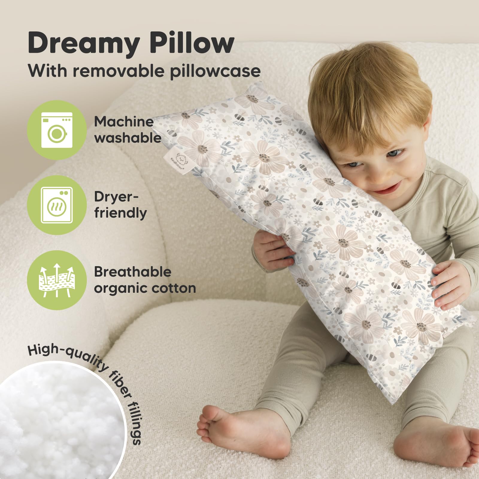 KeaBabies pillowcase organic-cotton close-up shows soft fabric.