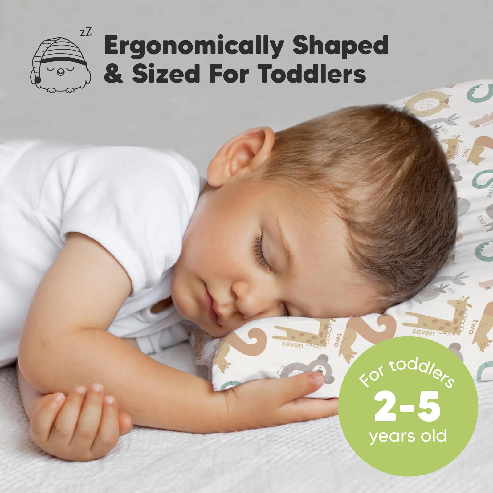 KeaBabies pillowcase wild-count print offers playful travel companion for nap time.