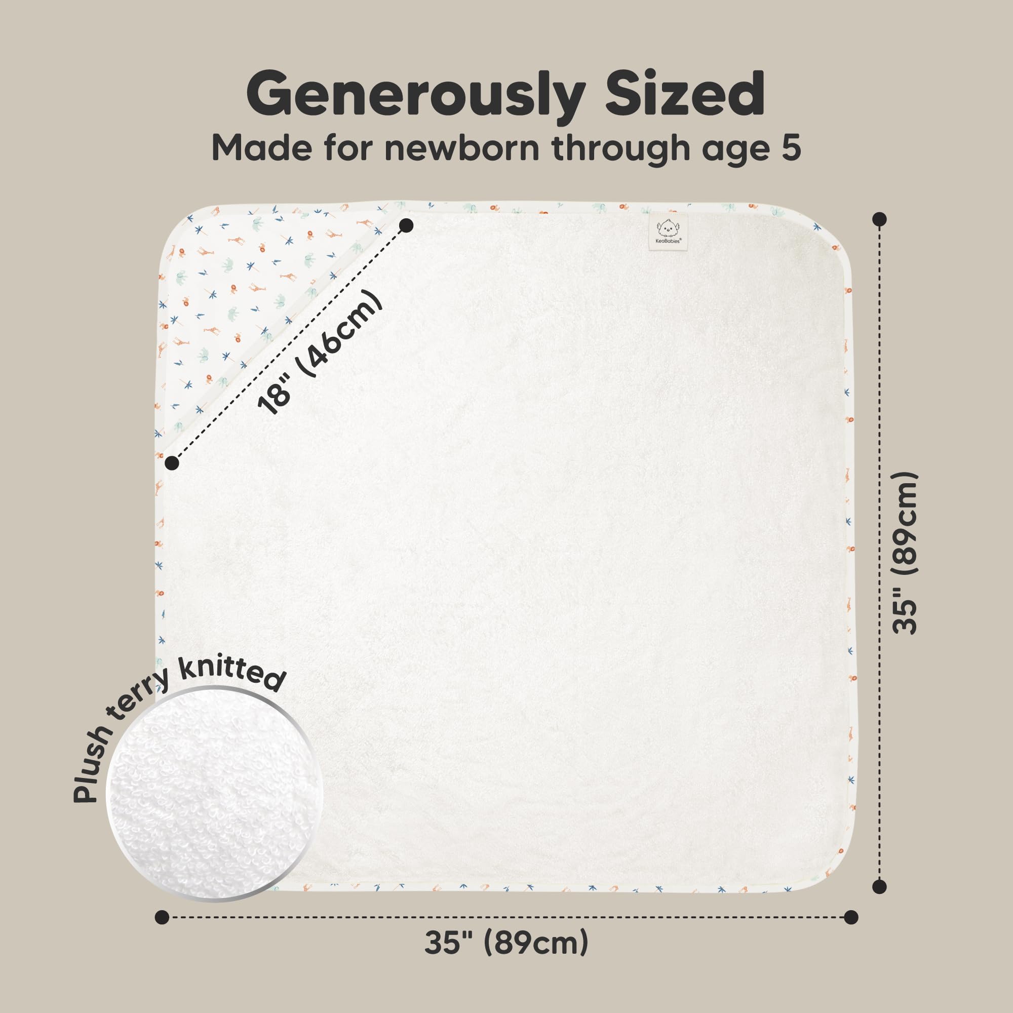 KeaBabies toddler-soft-hooded-towel: plush 500GSM thickness for cozy dries.