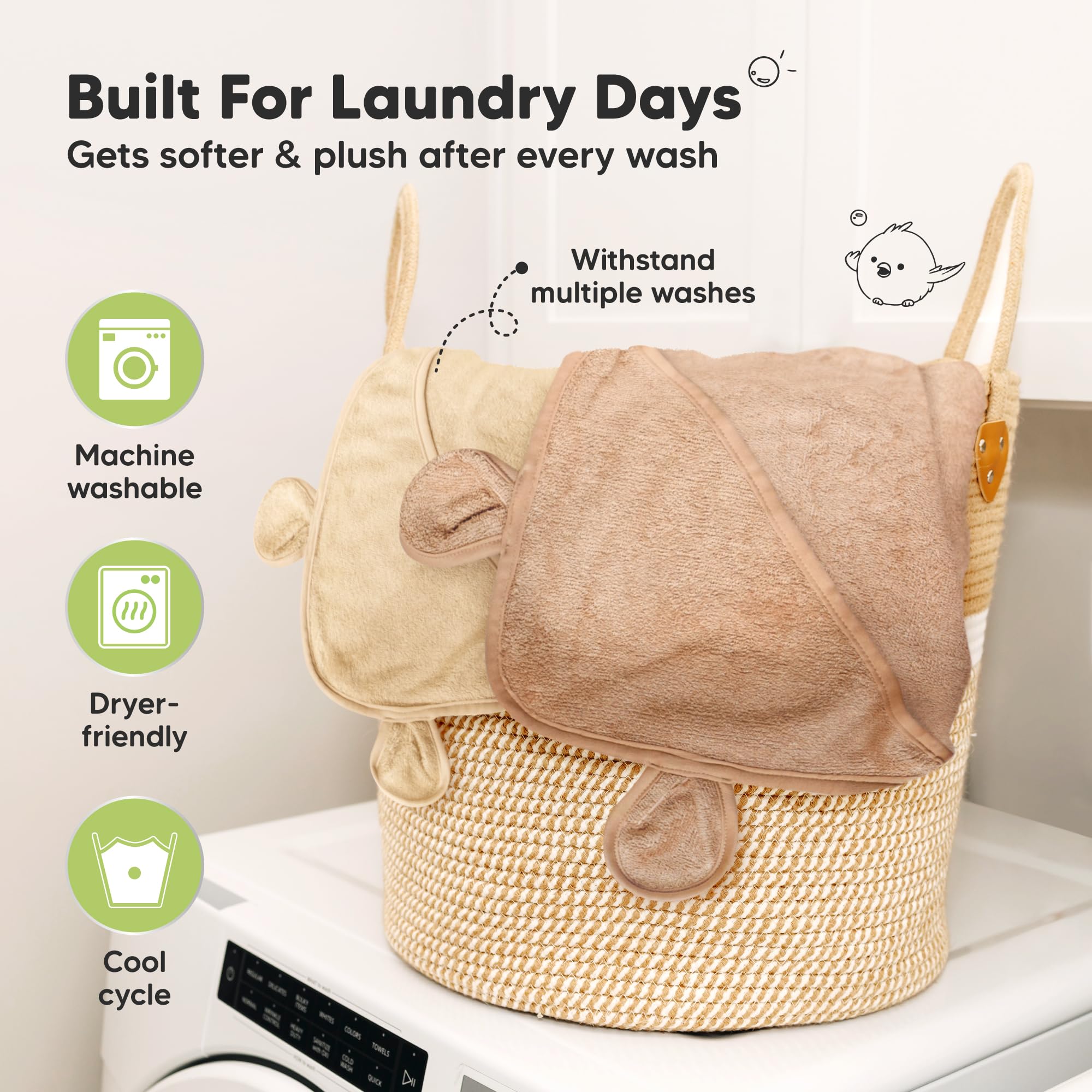 KeaBabies toddler towel 35x35, grows with child