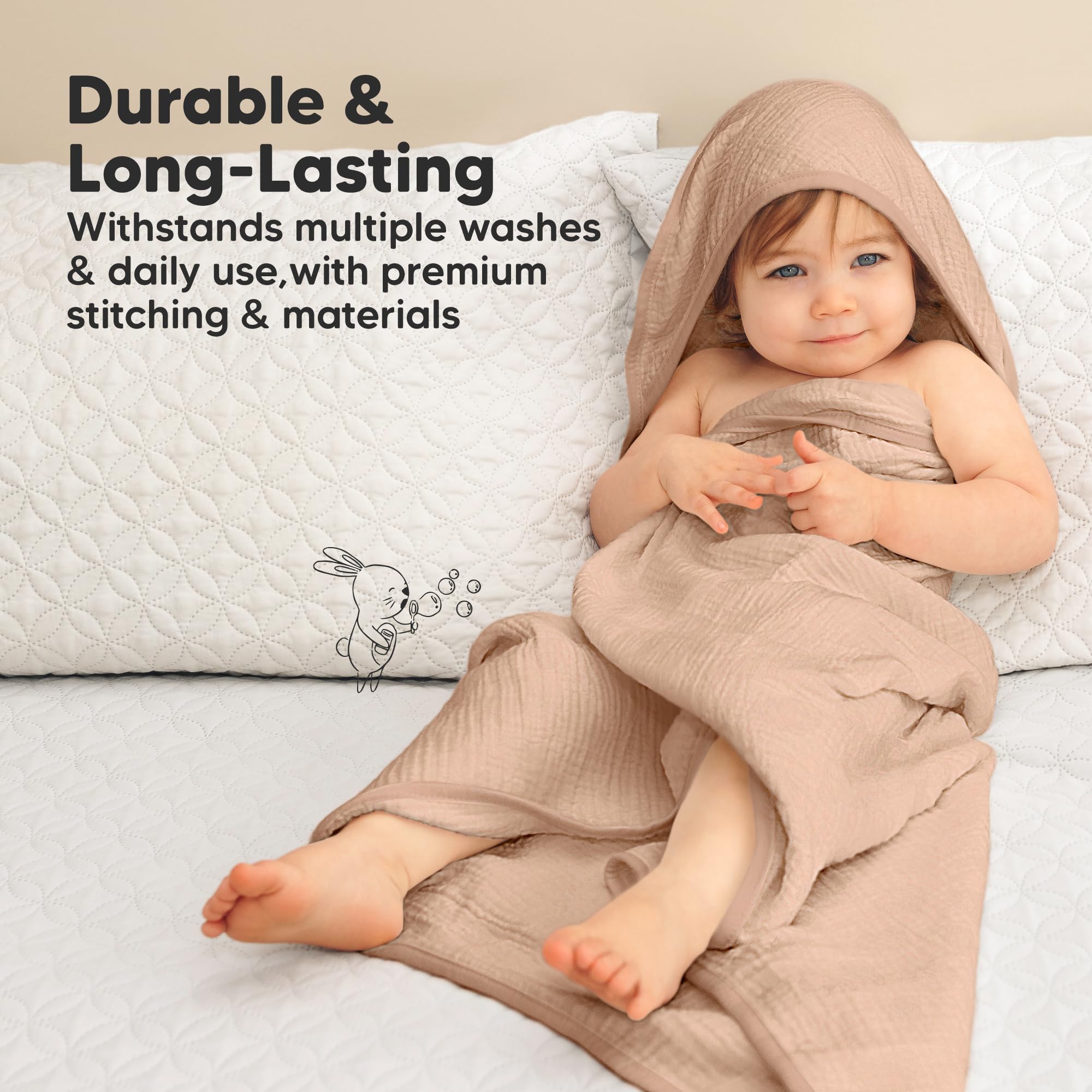 KeaBabies Lyra Hooded Towel on toddler, cozy wrap for post-bath warmth.