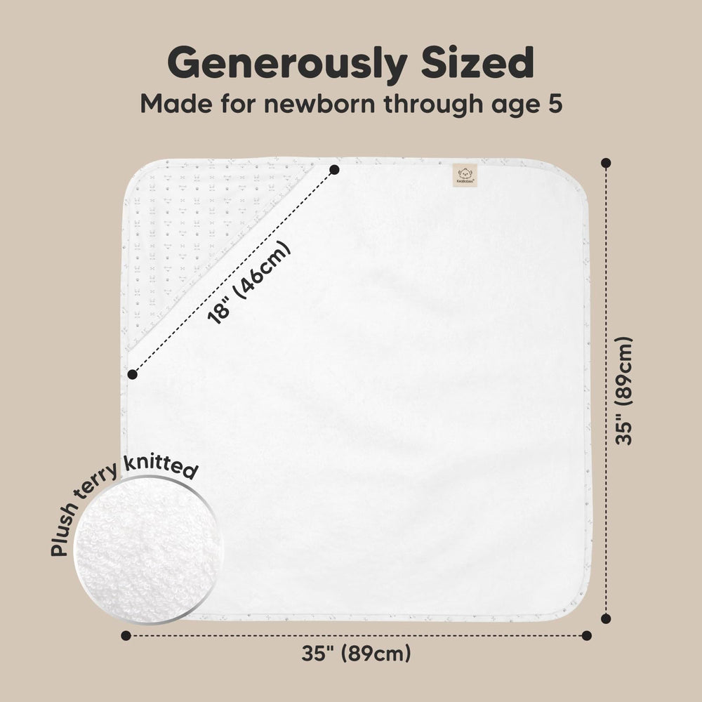 KeaBabies towel 3x absorbency demonstrates fast drying after bath time.