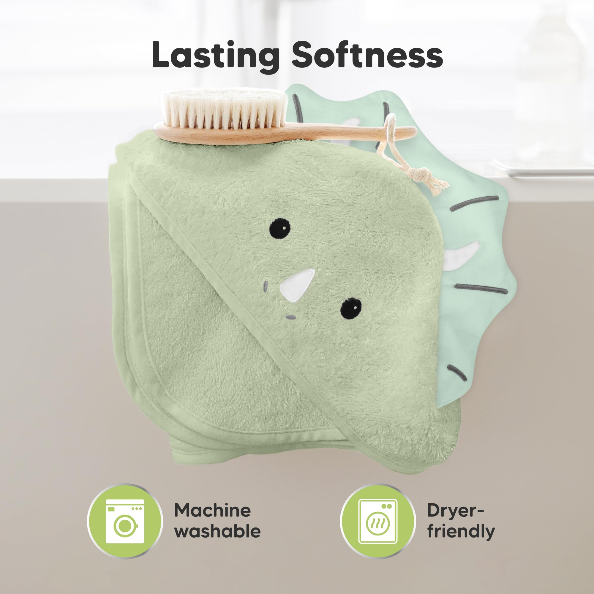 KeaBabies hooded towel gentle on sensitive skin provides safe baby drying.