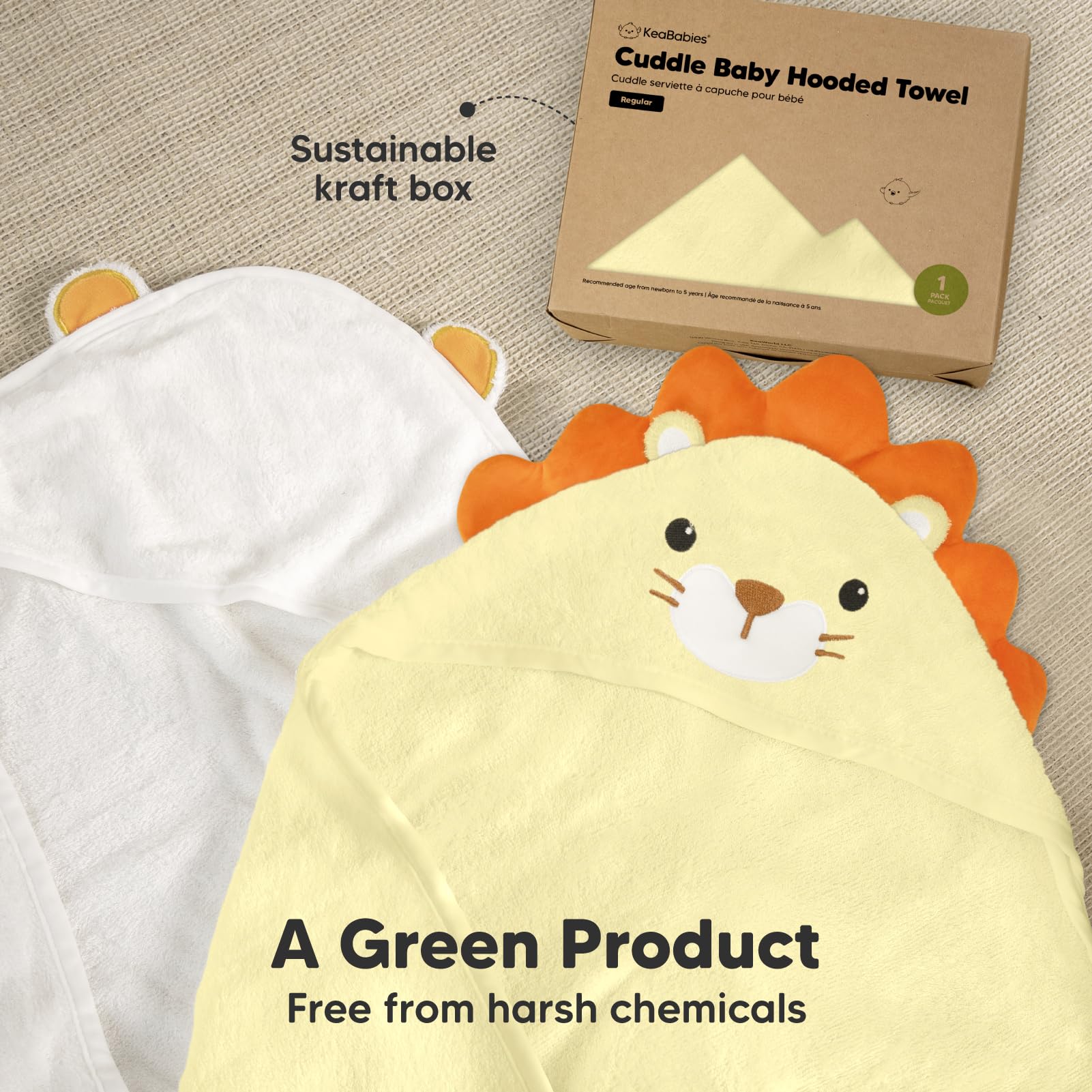 KeaBabies towel safe for sensitive skin and gentle drying.
