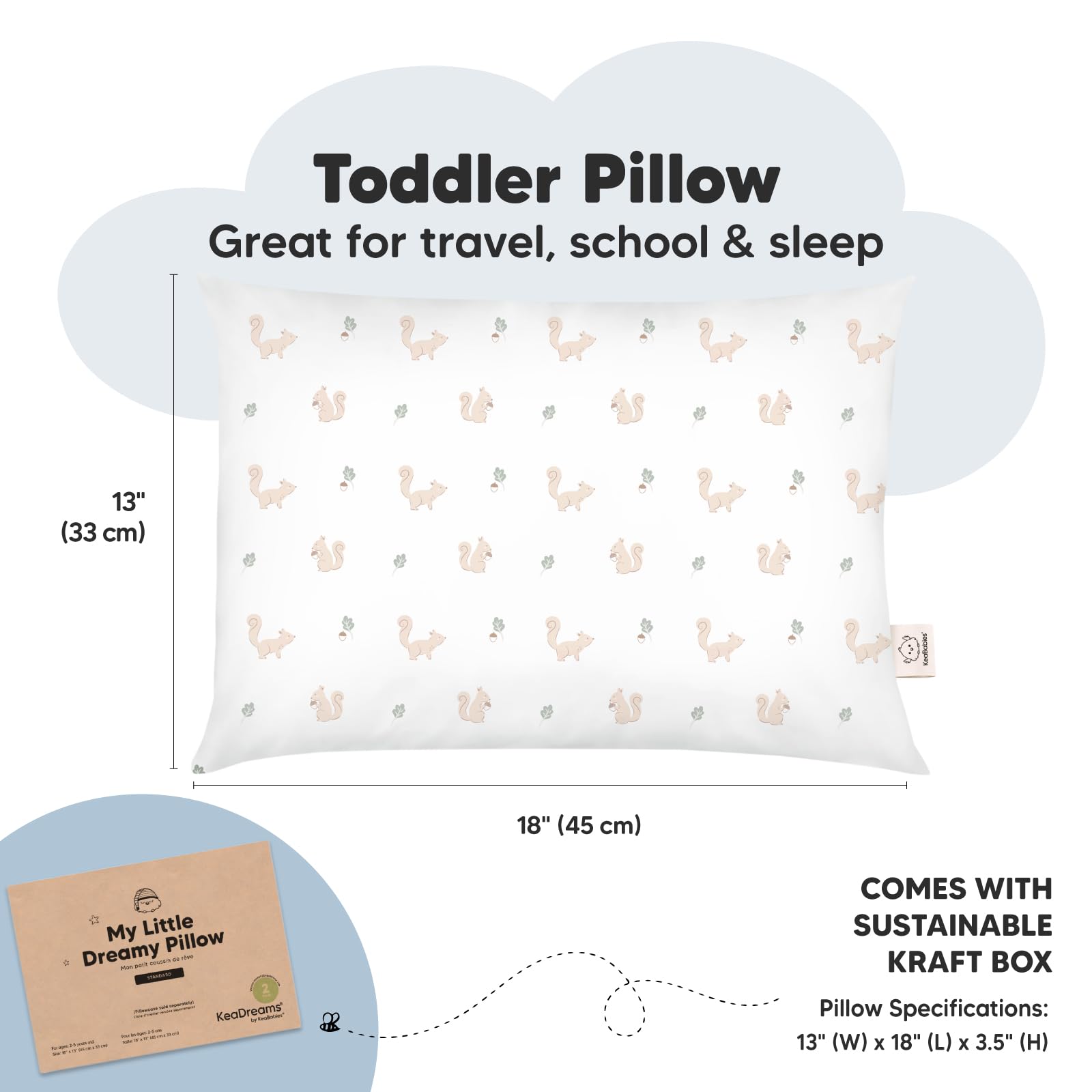 KeaBabies travel-ready pillow is compact and easy to pack for road trips.