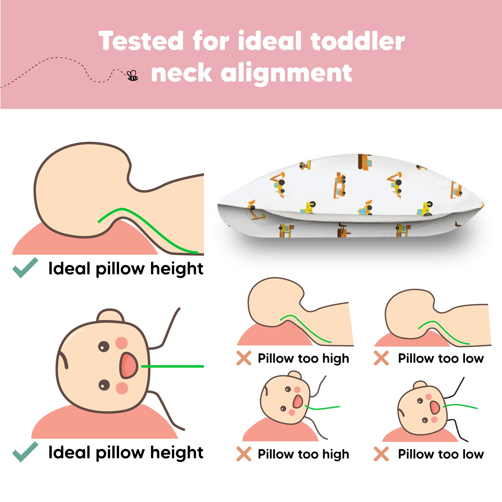 KeaBabies Travel-ready toddler pillow shown for car or stroller use.