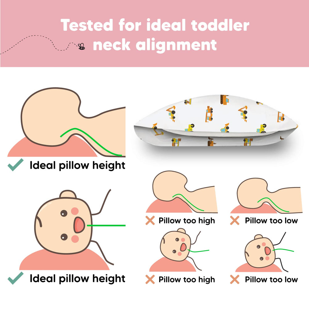 KeaBabies Travel-ready toddler pillow shown for car or stroller use.