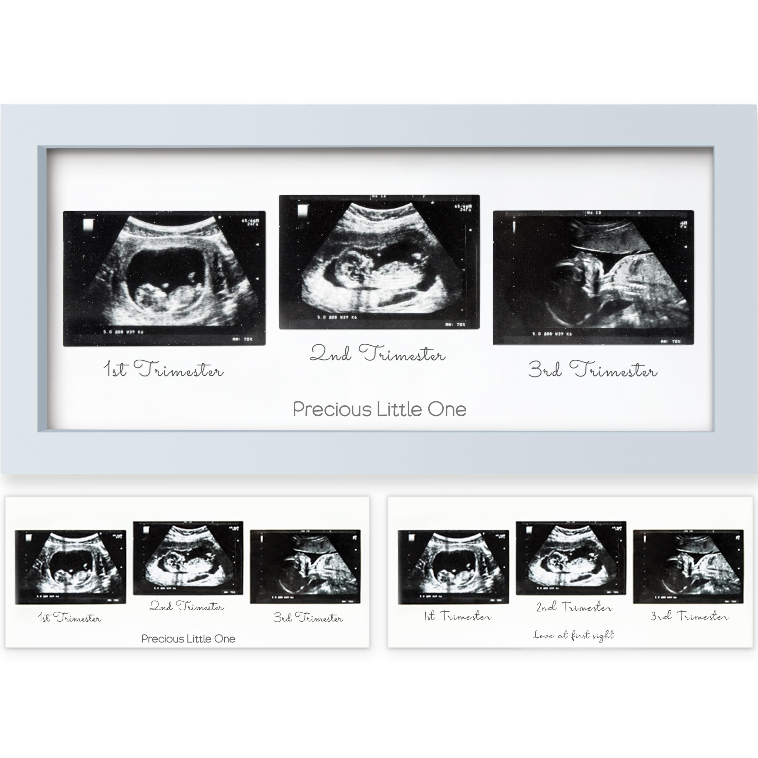 KeaBabies Trio Ultrasound Frame front view in Mist Blue elevates modern nursery decor.