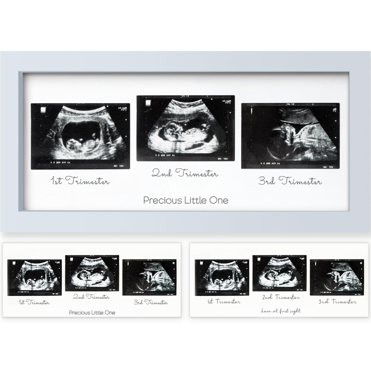 KeaBabies Trio Ultrasound Frame front view in Mist Blue elevates modern nursery decor.