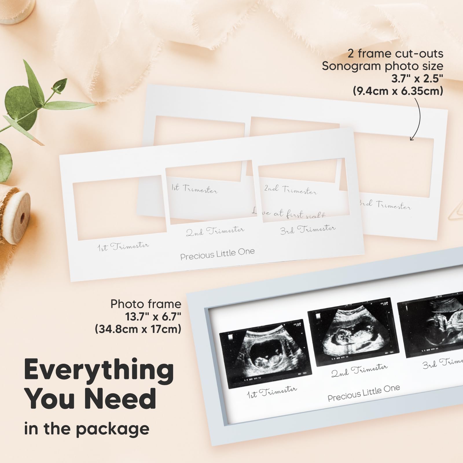 KeaBabies Trio Ultrasound Frame side view shows sleek lines for wall display.