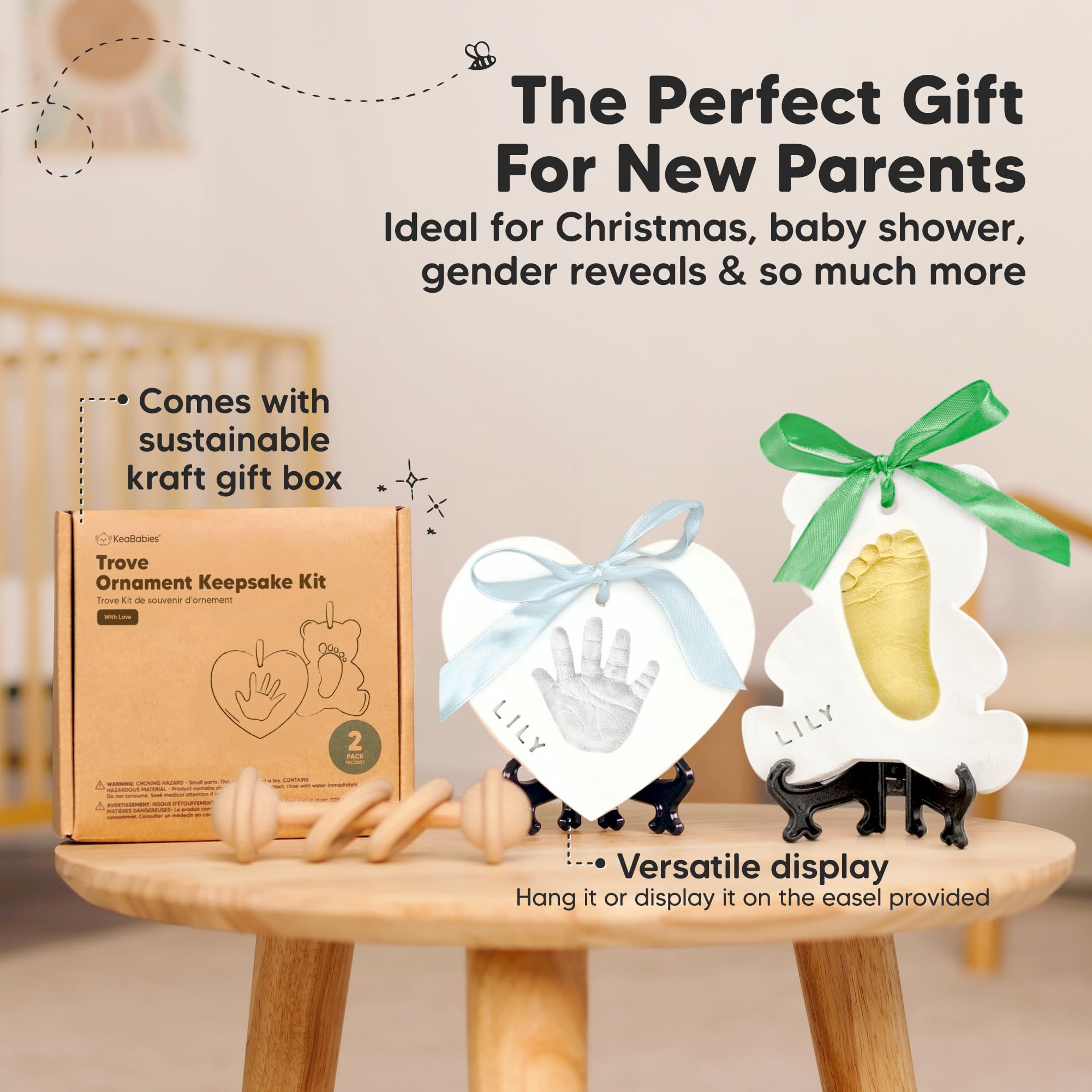Keababies Trove alphabet stamps and brushes—easy personalization of ornaments.
