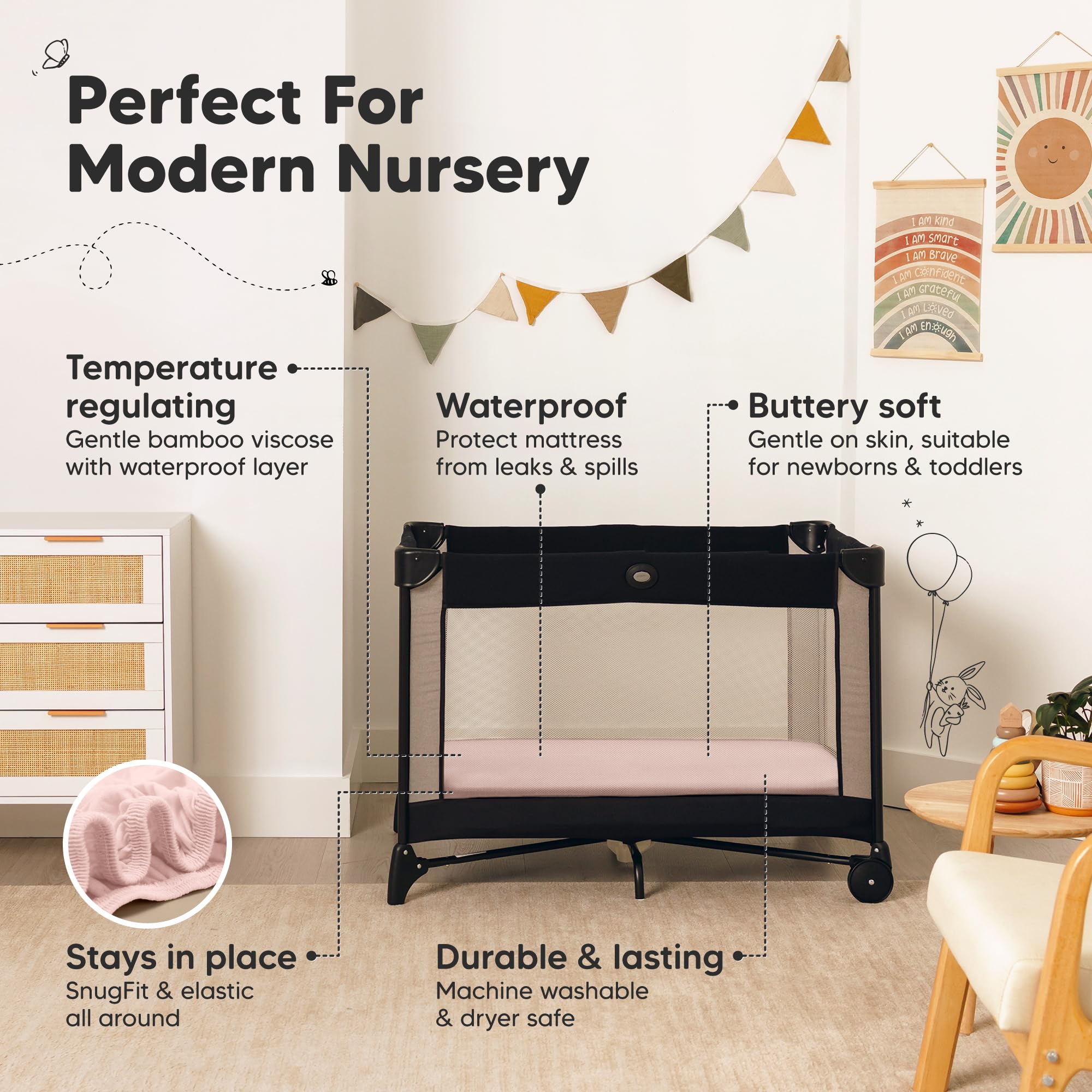 KeaBabies Two-pack mini crib sheets for boys and girls.