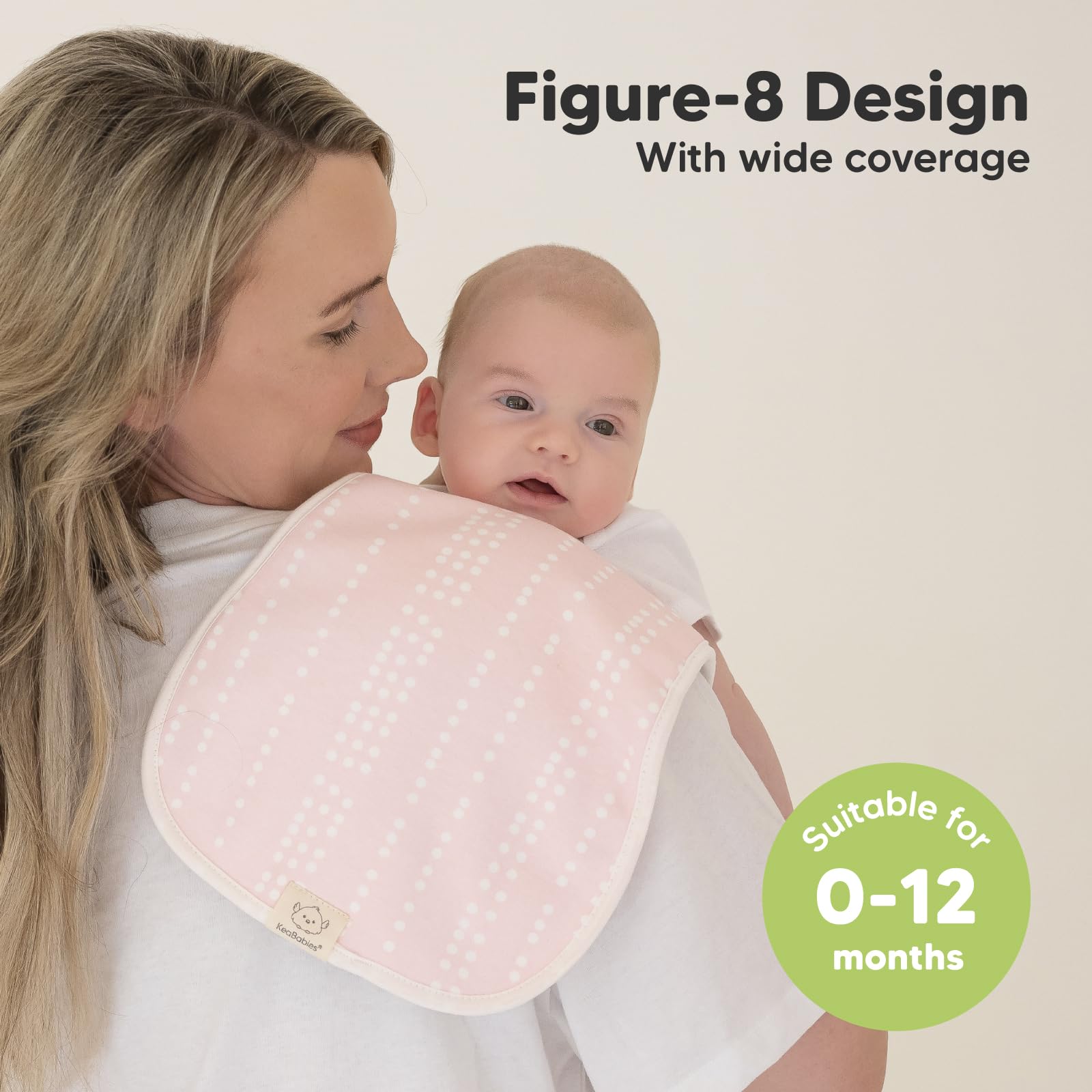 KeaBabies Urban Burp Cloths figure-8 design prevents slipping during burping.