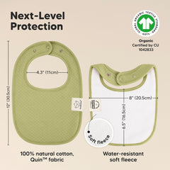 KeaBabies Urban Quin bib closeup on absorbent layers keeps clothes dry.