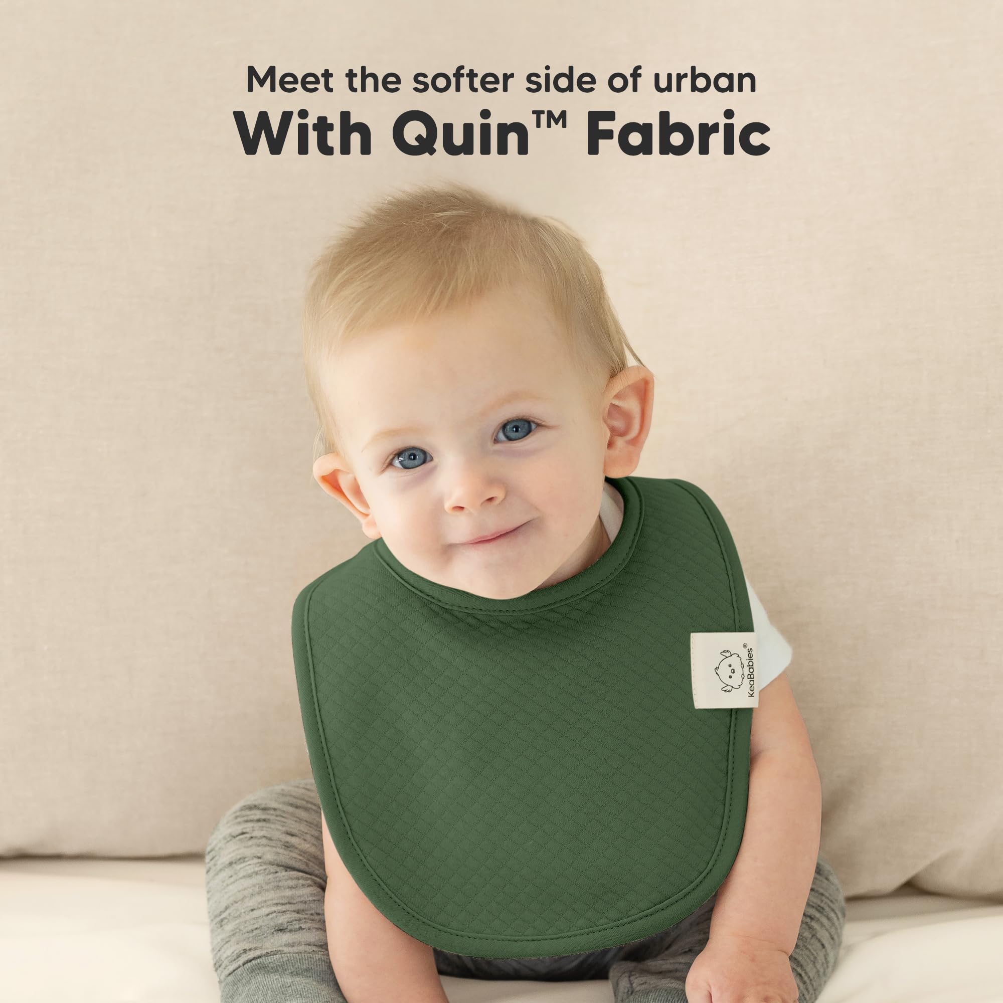 KeaBabies Urban Quin bib fabric detail highlights ultra-soft organic cotton weave.