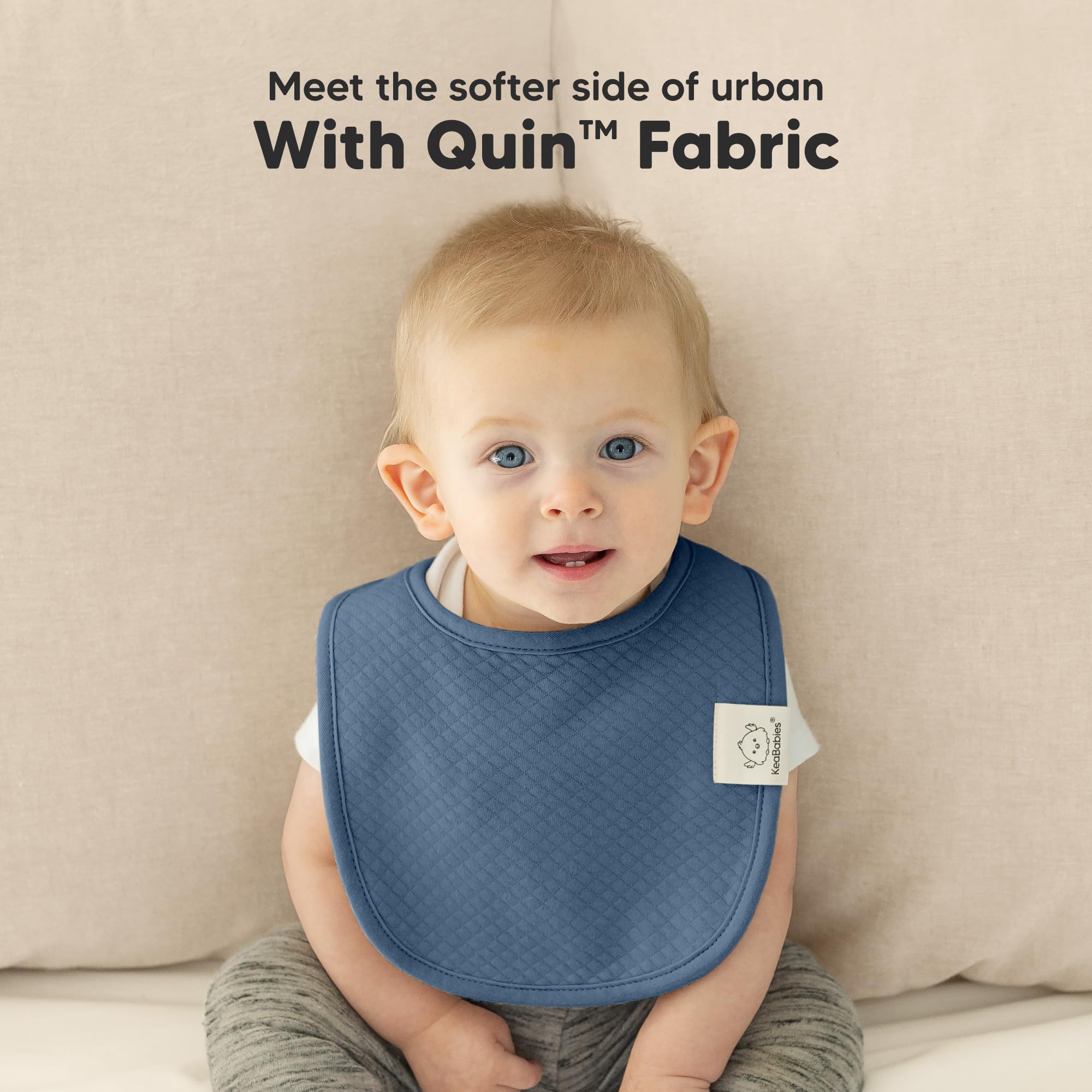 KeaBabies Urban Quin bib close-up of absorbent dual-layer fabric for drool.