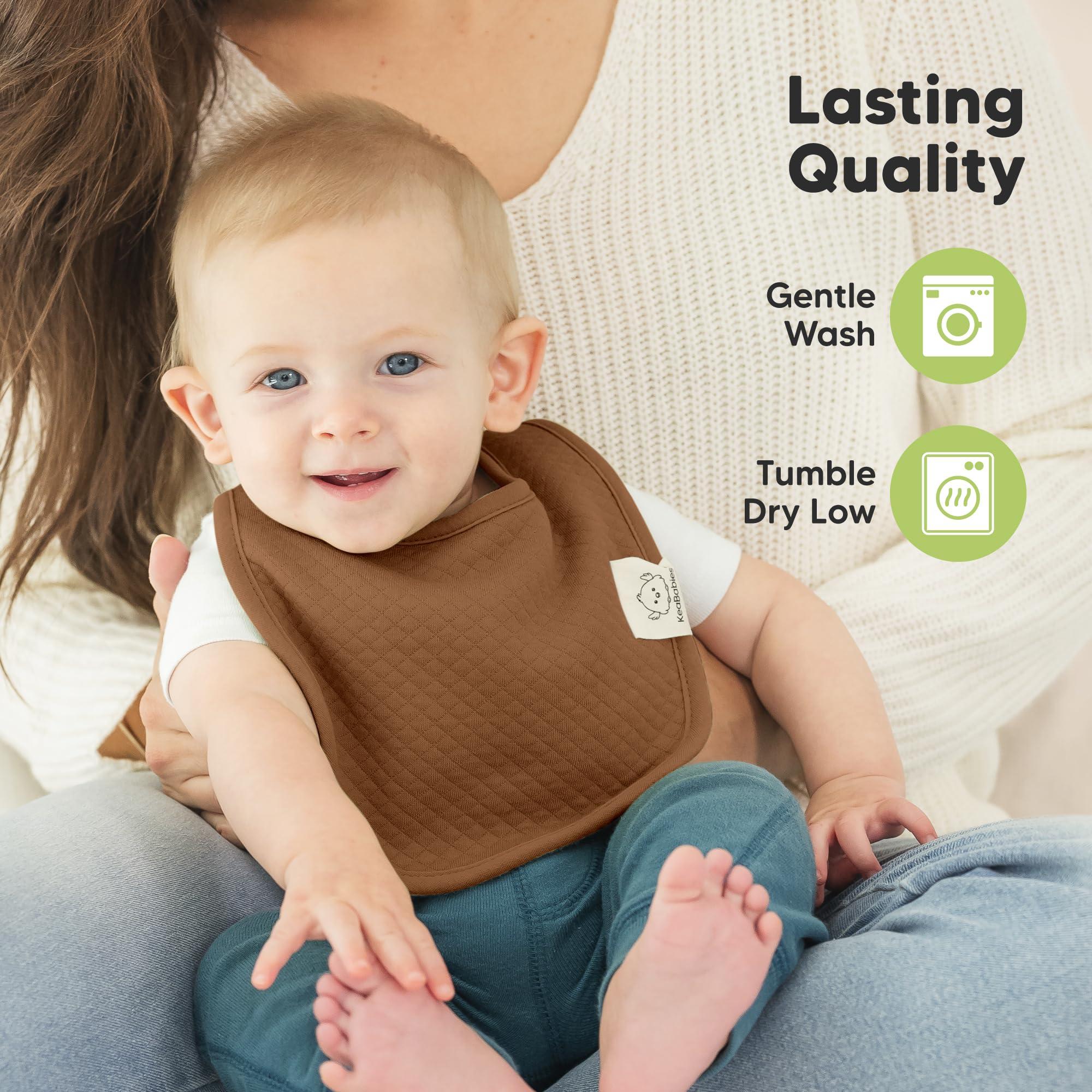 KeaBabies Urban Quin bib care-friendly fabric easy to wash.