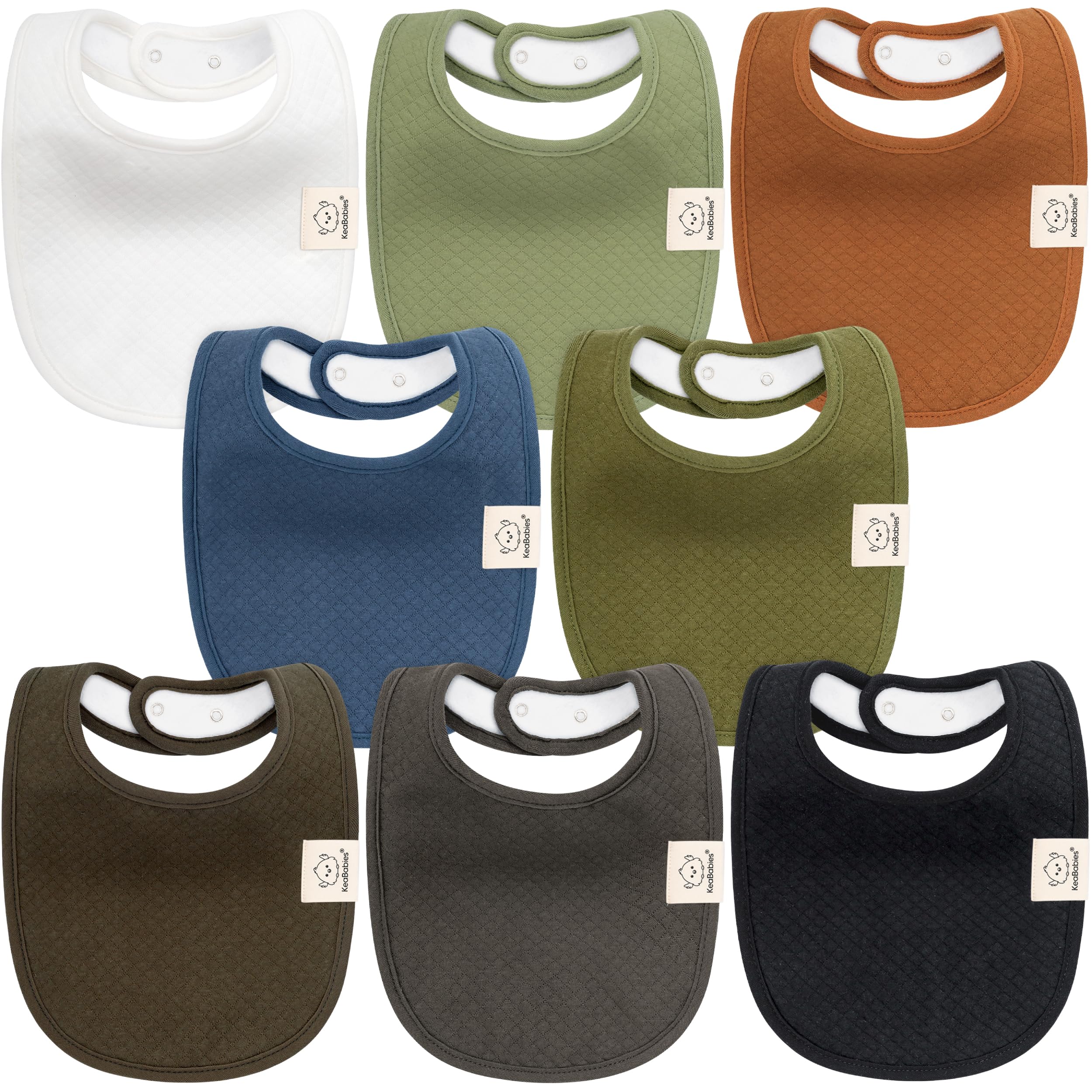KeaBabies Urban Quin bib front view in soft quilted cotton for comfy everyday wear.