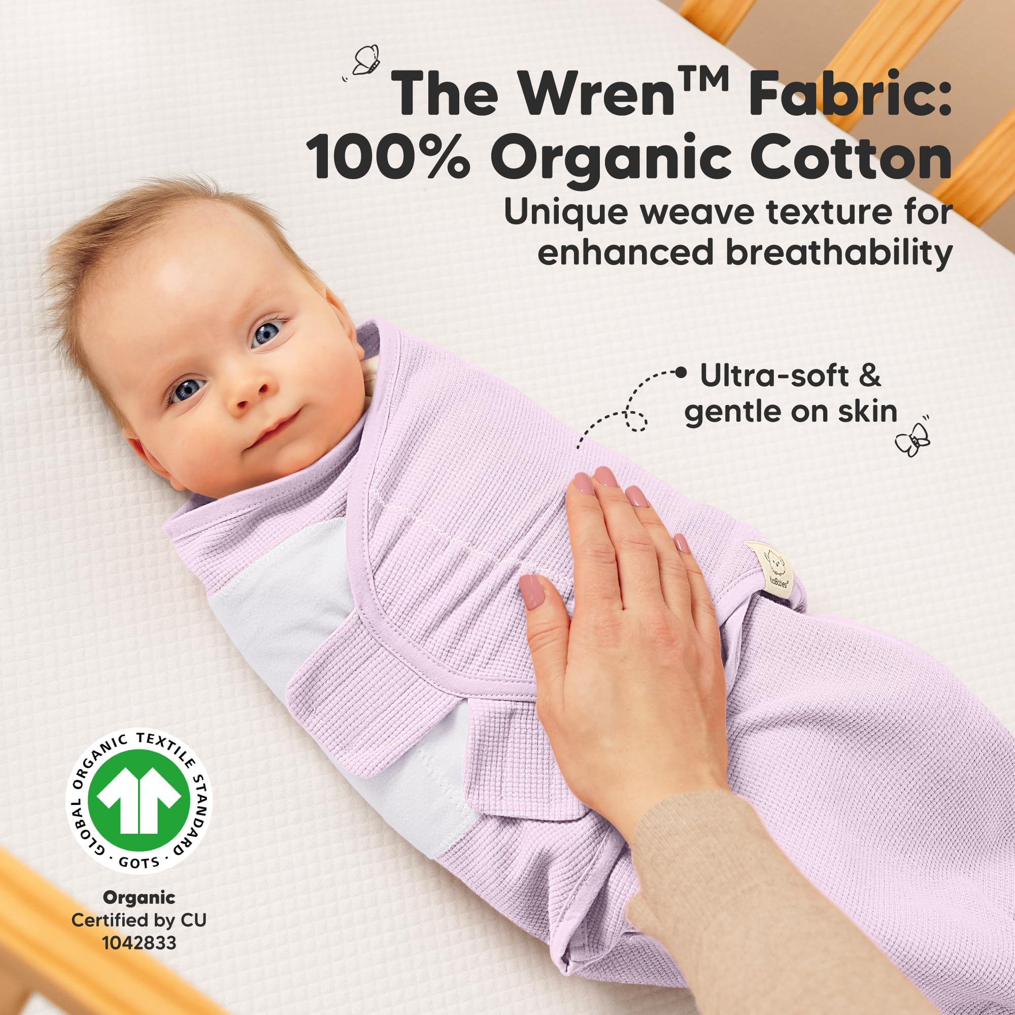 KeaBabies waffle-knit organic cotton fabric boosts breathability for comfy naps.