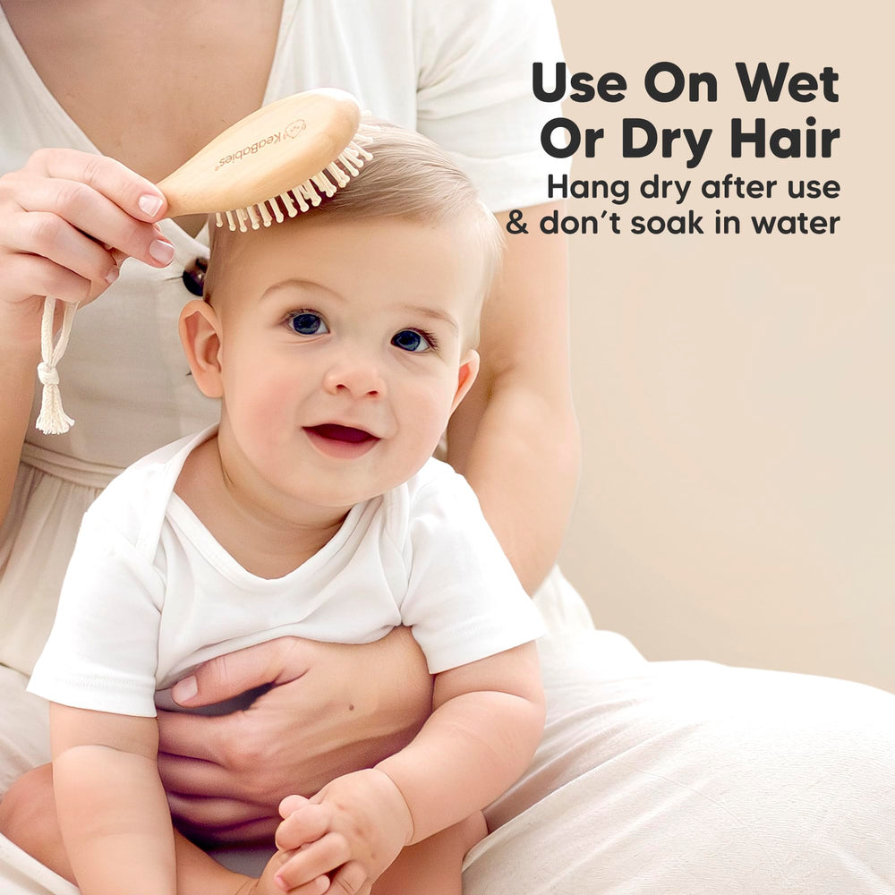 KeaBabies walnut oval brush highlights natural wood finish and smooth design.