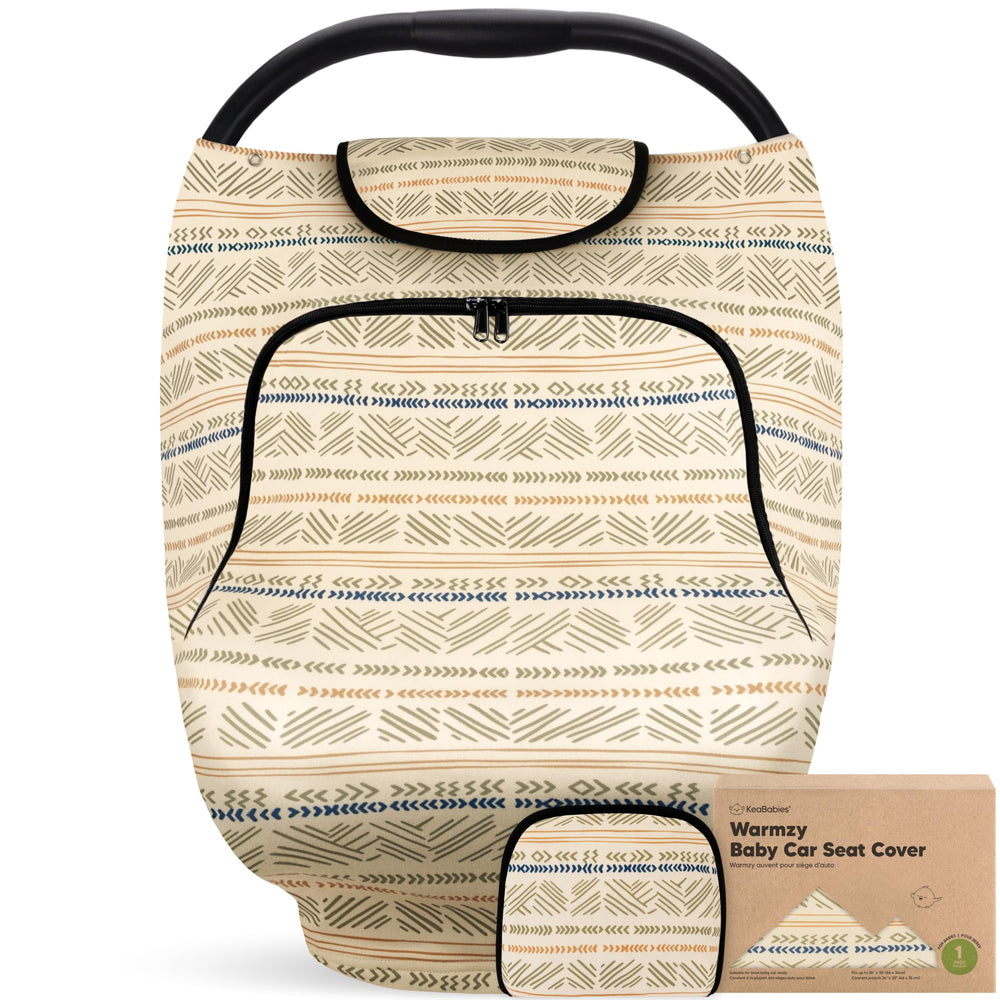 KeaBabies Warmzy car-seat-cover double-layer fabric keeps baby warm in chilly car rides.