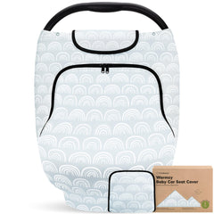 KeaBabies Warmzy car seat cover with zip window for easy access in car seats.