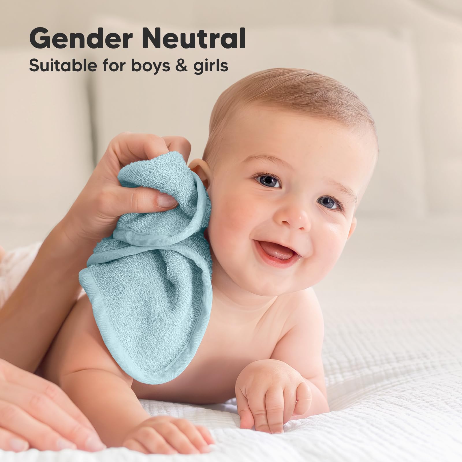 KeaBabies burp-cloth usage image shows versatile soft cloths for on-the-go care.