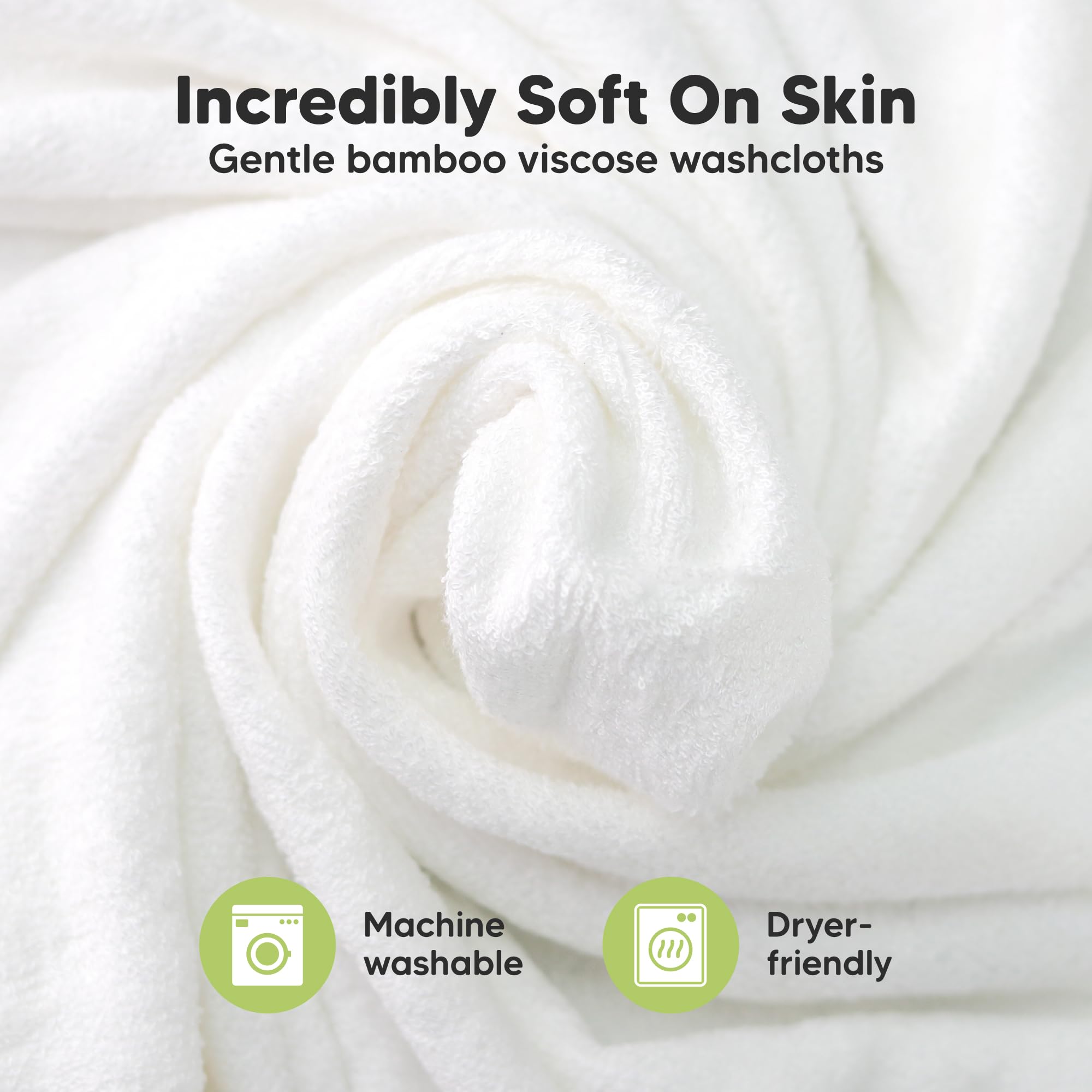 KeaBabies washcloth closeup reveals plush 500GSM bamboo viscose texture for gentle cleansing
