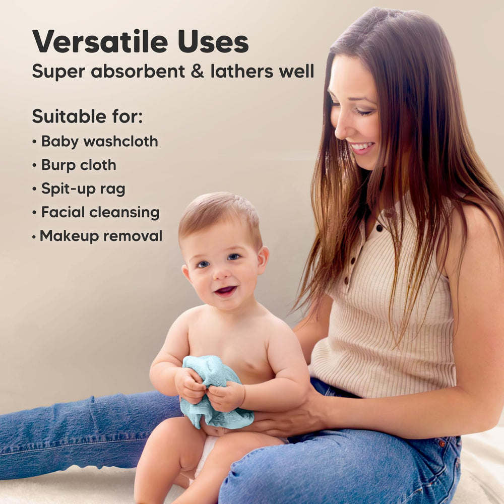 KeaBabies durable, machine-wash-friendly washcloth image communicates easy care.